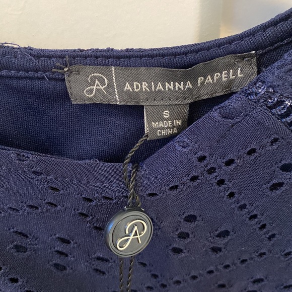 Adrianna Papell Knit Eyelet Flutter Sleeve Top sz S - Picture 5 of 8